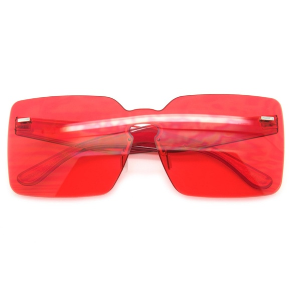 Oversized Square Sunglasses Designer Frame RED - Picture 2 of 3